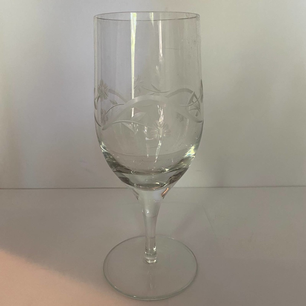 Fostoria Stem Crystal Jolie Clear Iced Tea Goblet Blown Glass Crystal Etched (4)